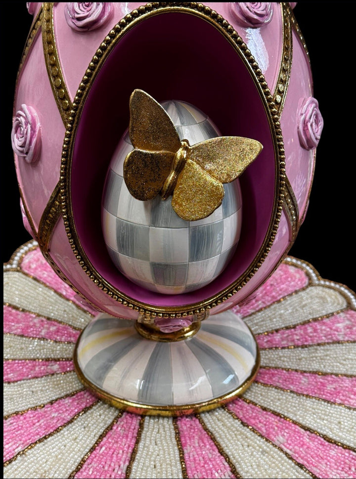MacKenzie-Childs Touch of Pink Nesting Egg New In Box!