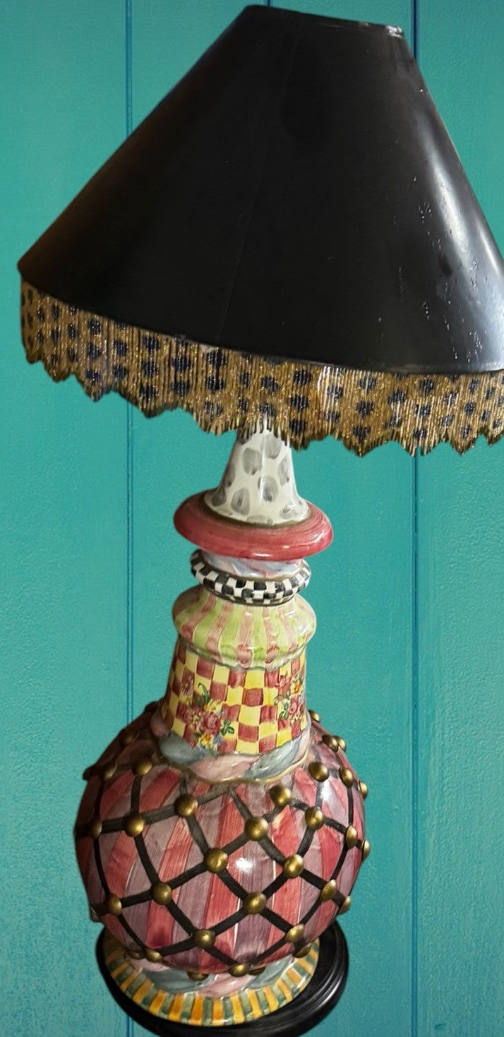 Vintage Mackenzie Childs “lulu” Lummox Train Table Lamp- Read