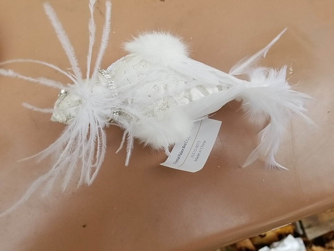 MACKENZIE CHILDS One Crystal Palace Sterling Check Feathered  Bird Clip