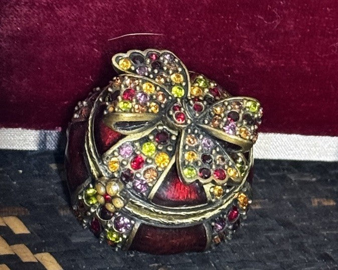 Jay Strongwater Enamel Swarovski Present Ribbon Bow Trinket Box