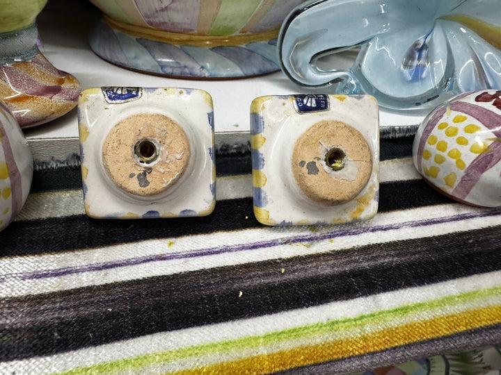 Mackenzie Childs 1.5” Petite Multicolor Set Of 2  Knob Pulls With Hardware