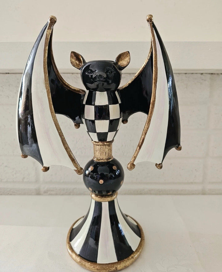NEW Mackenzie Childs COURTLY CHECK BAT CANDLE HOLDER  Wonderful M-C Whimsy