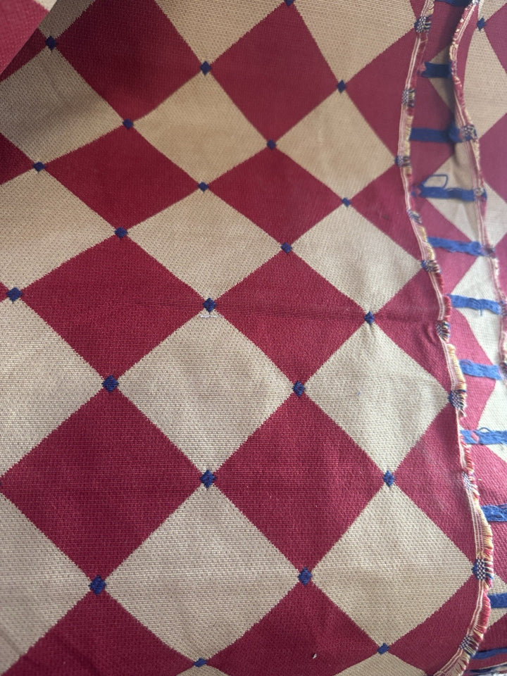 MacKenzie Childs Fabric By Half The Yard New - Red Harlequin Retired 2009