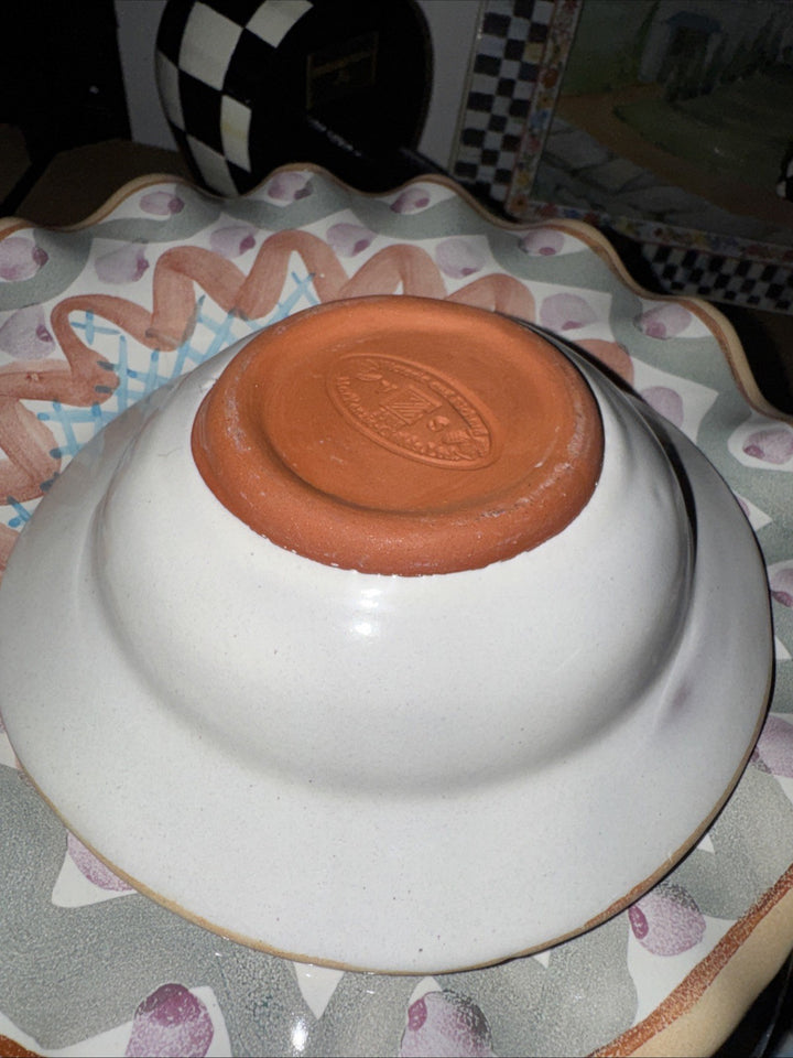 Mackenzie Childs Ceramic 6 inch Berry Bowl Taylor Heather- Excellent 1988