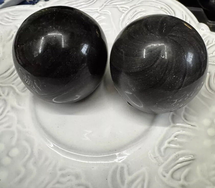 Mackenzie Childs Set Of 2 Black Cabinet Knobs / Pulls Ceramic With Hardware
