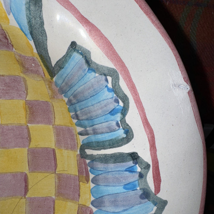 MacKenzie Childs Multi Colored Ceramic 8.5” Fish Bowl- Great Condition Retired