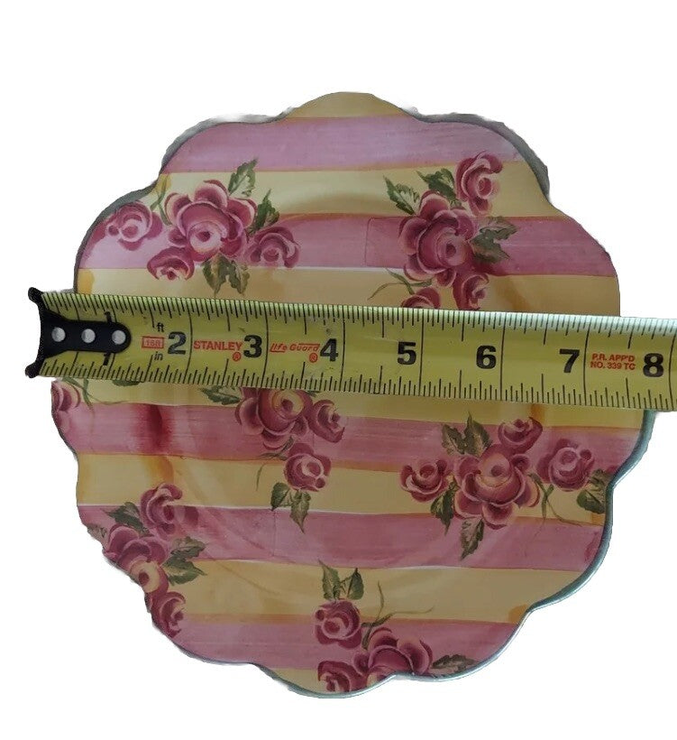 MACKENZIE CHILDS Sunny Side Up Scalloped Ceramic Plate-excellent 8”
