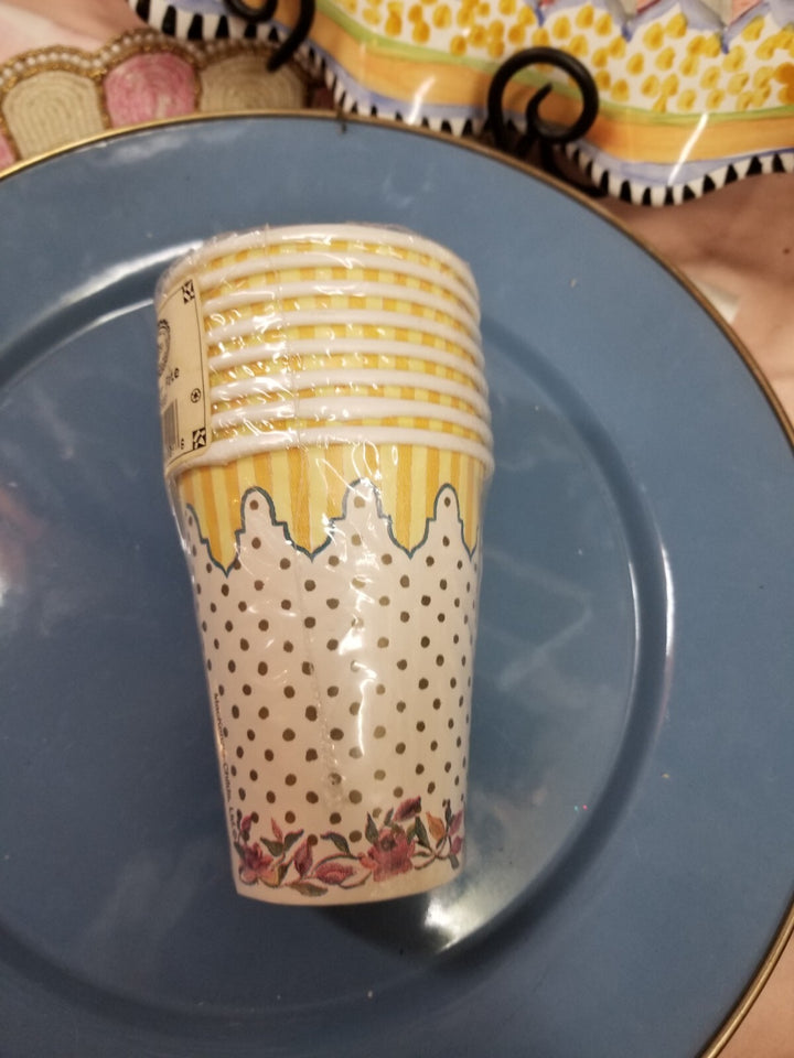 MacKenzie Childs Summer Fete Paper Cups.  8 Cups 9oz-sealed Retired
