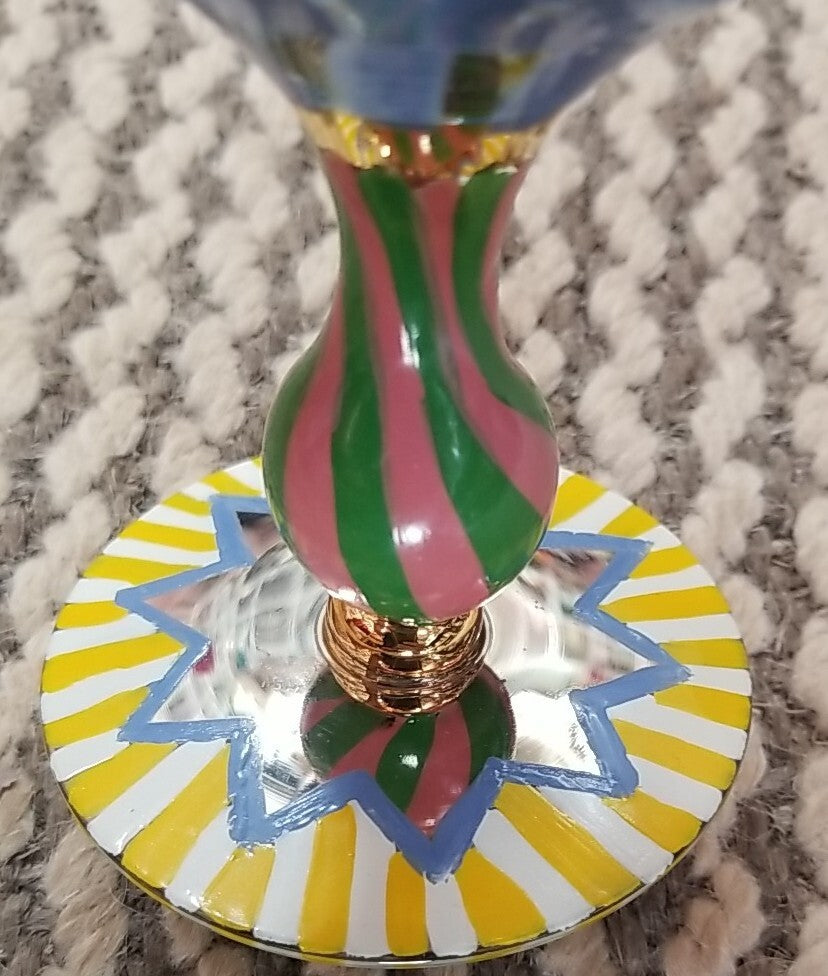 Mackenzie Circus Glass Water Goblets Childs Blue Checkered Collection