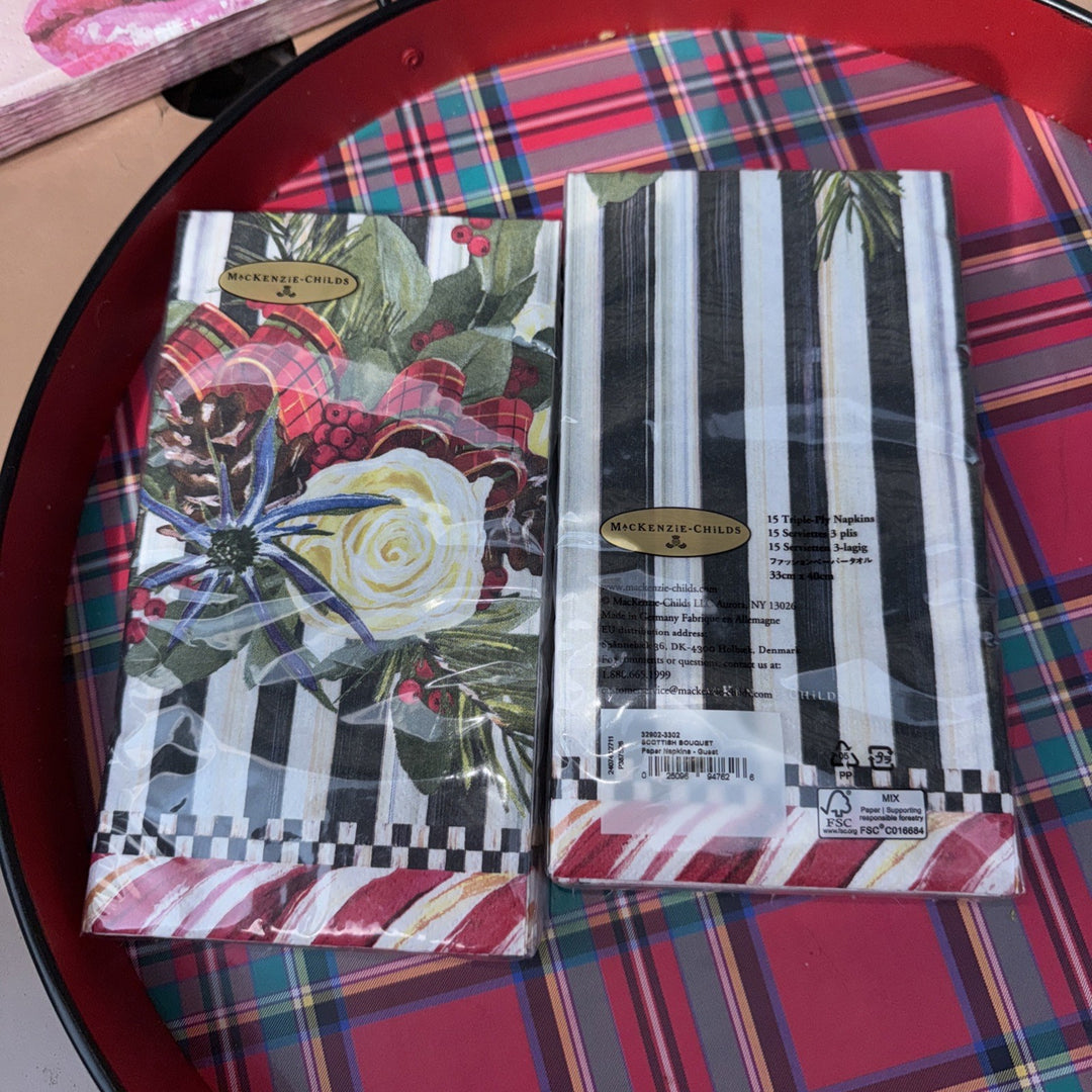 MacKenzie Childs One Pack Scottish Bouquet 15 Ct Guest Napkins Unopened Pack
