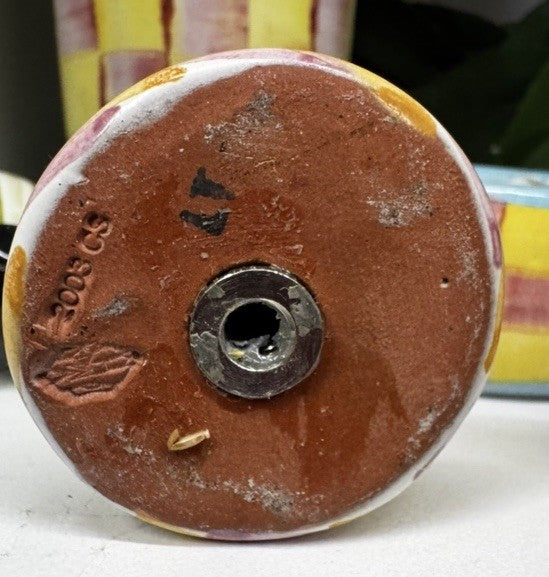 RETIRED MacKenzie Childs Pottery Ceramic Lamp Finial in Taylor - Green