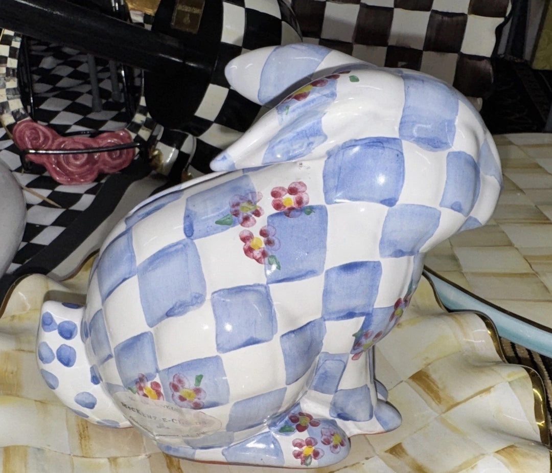 Mackenzie Childs Honeymoon Morning Glory Blue 2013  Bunny Bank RETIRED Ceramic