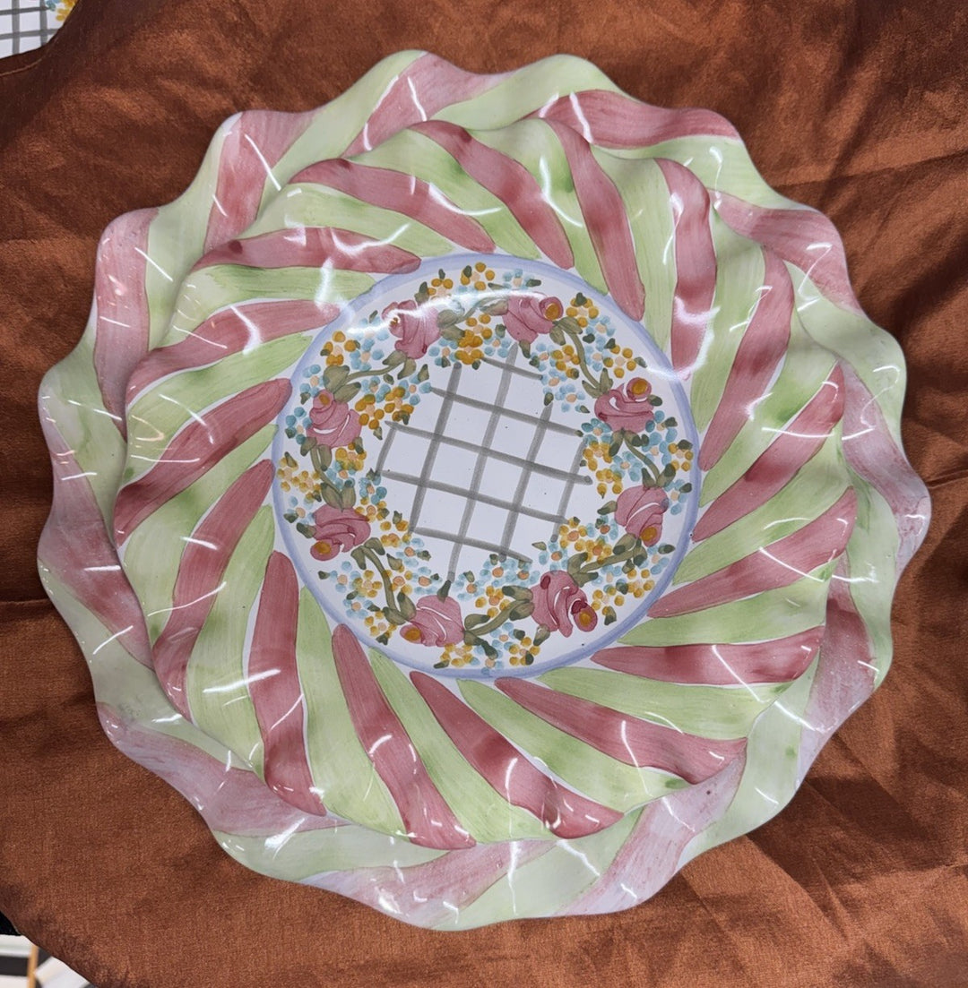 RETIRED MACKENZIE CHILDS FLUTED Glen park CERAMIC DINNER PLATE 11”