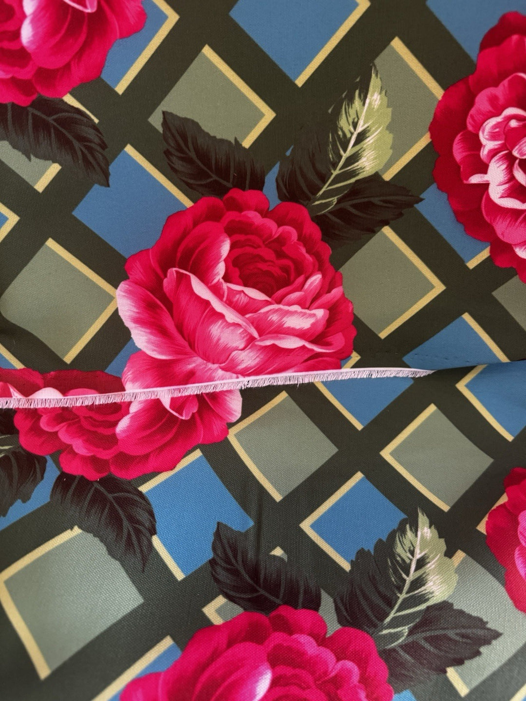 MacKenzie Childs- Fabric By The 1/2 Yard New - Alla Rose Lattice Outdoor
