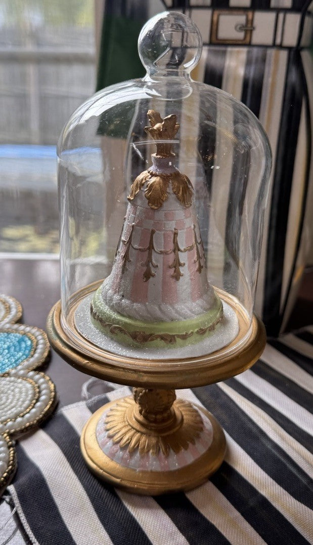 MacKenzie Childs Pastel Confections Petite Cake Cloche Rosy Cake 7.5” Tall