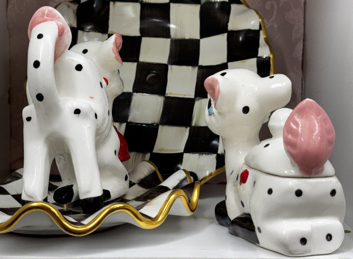 Rare VINTAGE Anthropomorphic Deer  Sugar Dish With Lid & Creamer Set- Excellent