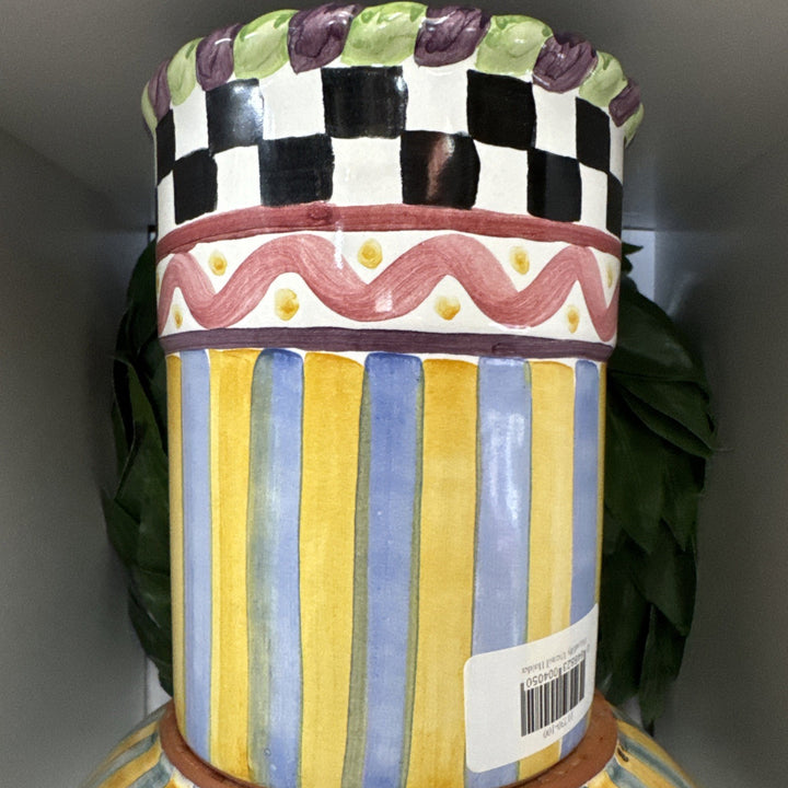 NEW Mackenzie Childs PICCADILLY UTENSIL HOLDER Handmade Painted Majolica