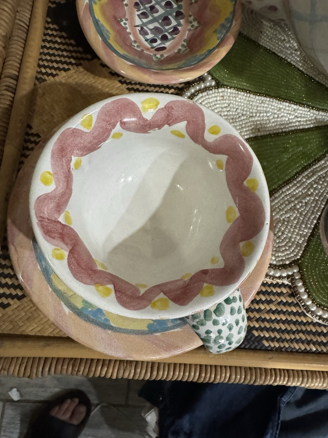 Mackenzie Childs Taylor Kukenhoff  Cup And Saucer  Ceramic