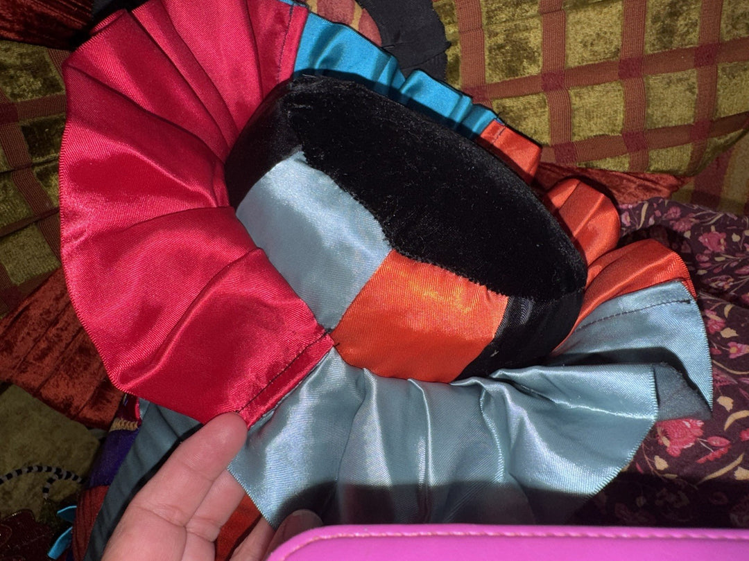 Mackenzie Childs Crazy Quilt Bolster Pillow Ruffles & Ribbons - Excellent