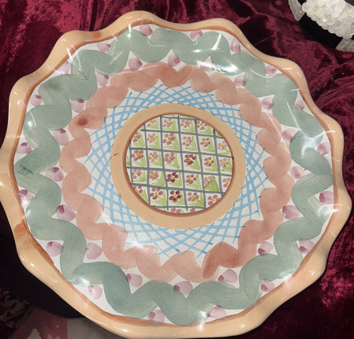 Mackenzie Childs Fluted 12" Ceramic Serving Plate Taylor Heather Excellent