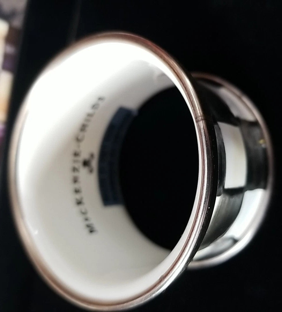 Mackenzie Childs Enamel Napkin Rings Set 2-new Courtly Check