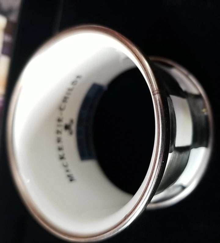 Mackenzie Childs Enamel Napkin Rings Set 2-new Courtly Check