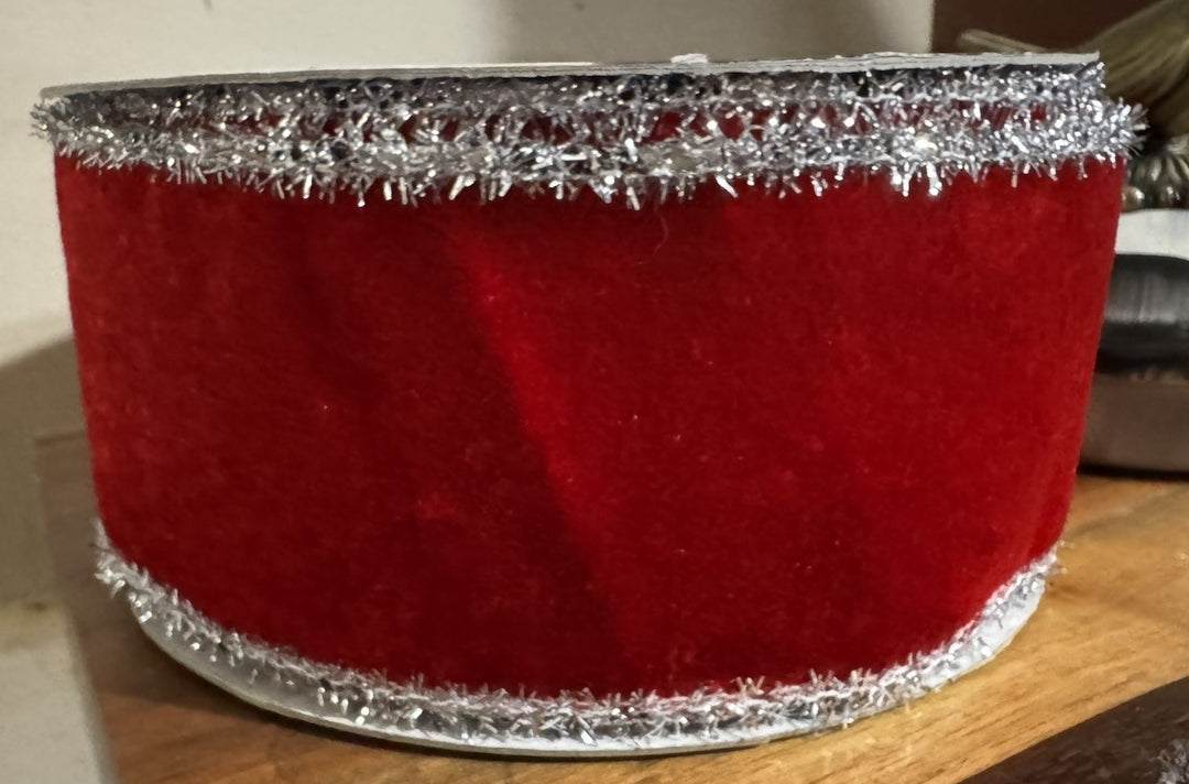 Mackenzie Childs Granny Kitch 2.5” Wire Red Velvet Courtly Check RIBBON 10YD