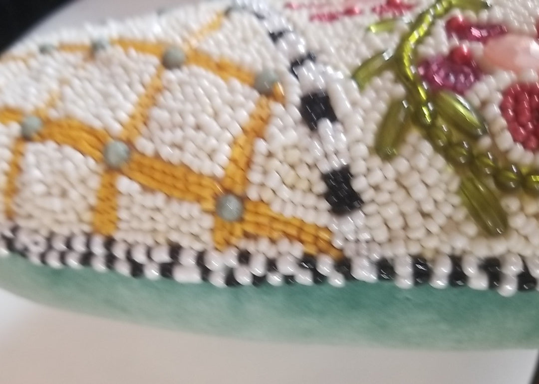 MACKENZIE CHILDS HITCHCOCK FIELD EASTER EGG PILLOW Beaded