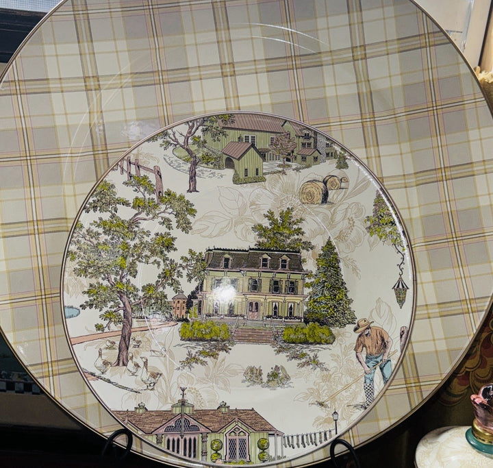 Mackenzie Childs  Tartan Latta  Enamel Serving Platter  16” - New