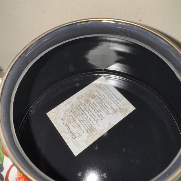 Mackenzie Childs White Flower Market Tea Kettle With Bird Knob 3 Quart New