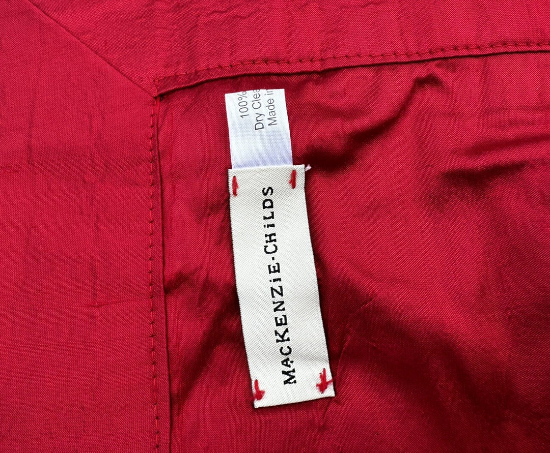 RETIRED Mackenzie Childs Hollies Berry  90" Round TABLECLOTH/UNDERSKIRT- Silk