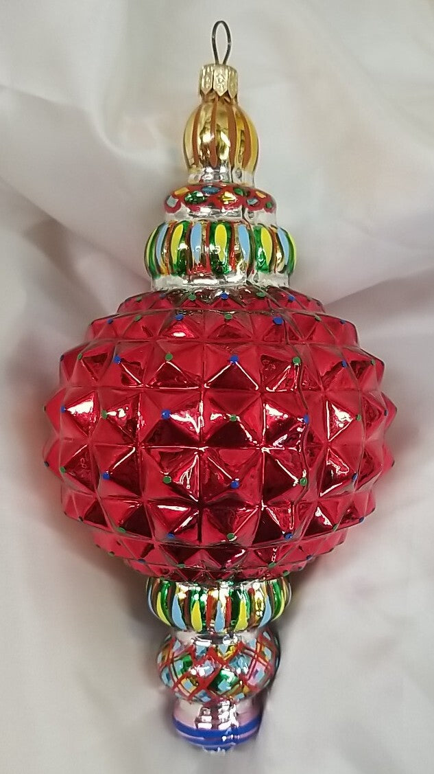 Mackenzie Childs Russian Jewel Courtly Check Red Ornament Glass
