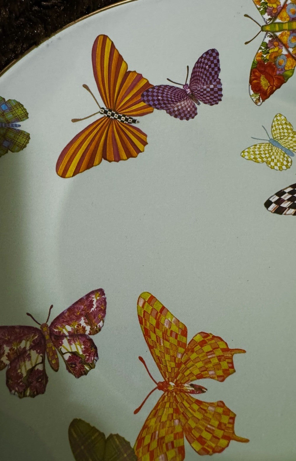 MacKenzie Childs Blue Butterfly Garden Dinner Plate 10” Enamel- New