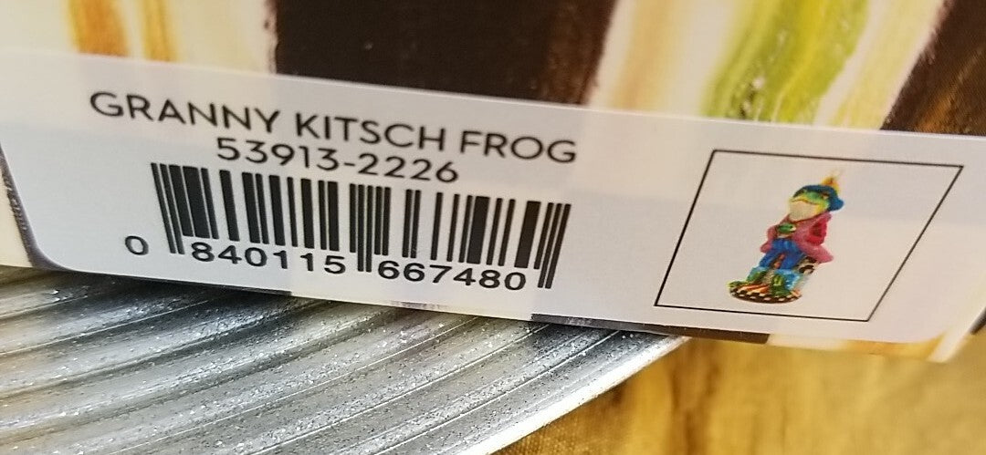 MacKenzie Childs Granny Kitsch FROG Christmas Ornament- New In Box