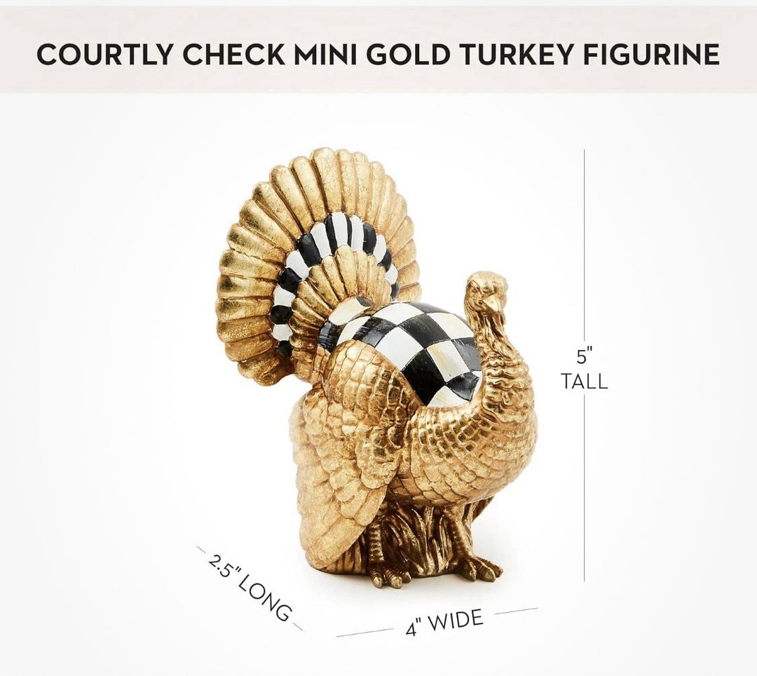 MACKENZIE CHILDS Courtly Check Mini Gold Turkey Figurine NEW