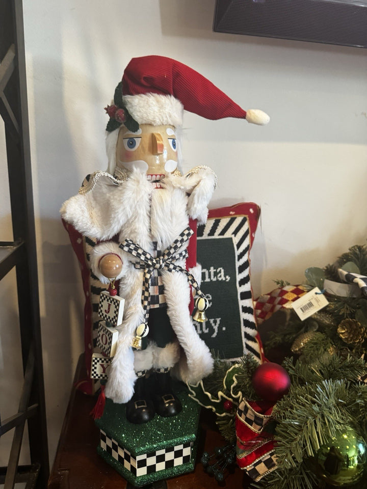 Mackenzie Childs Cozy Christmas Santa  Nutcracker New In Box- 25” Tall