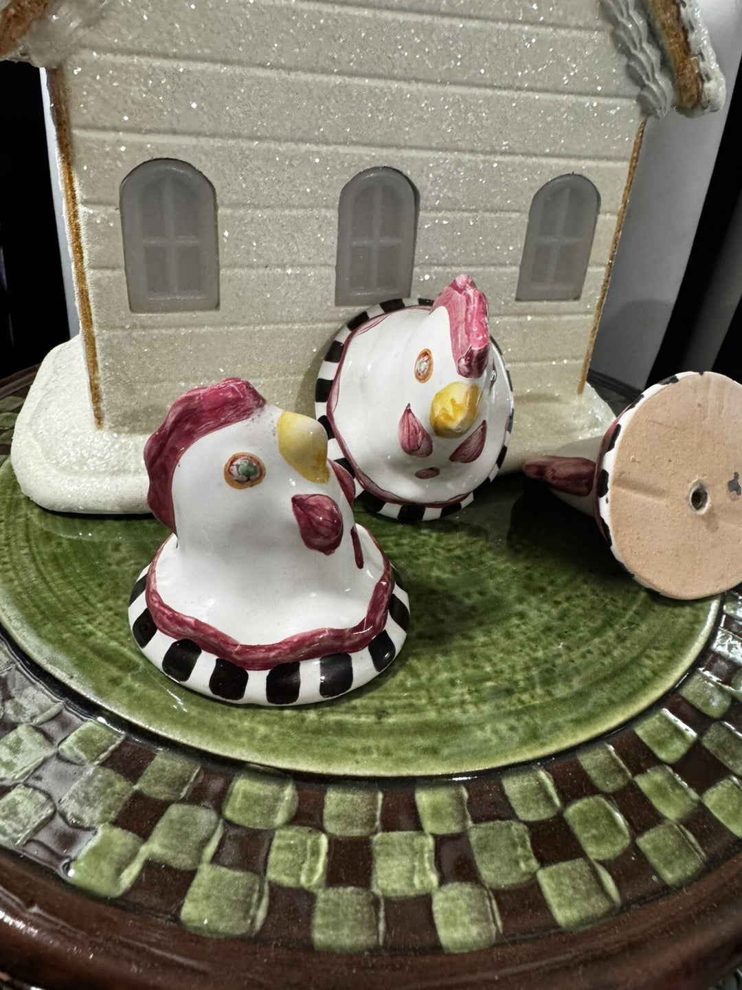 Mackenzie Childs One Ceramic Chicken Rooster Cabinet Knob/Pull-  With Hardware