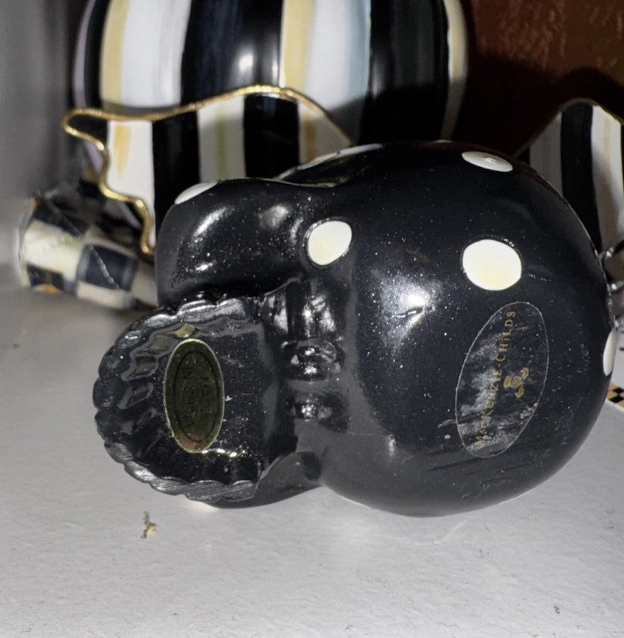 New Mackenzie Childs Courtly Mini Skull 2.25” Wide 2.75” Tall  - One Polka Dot