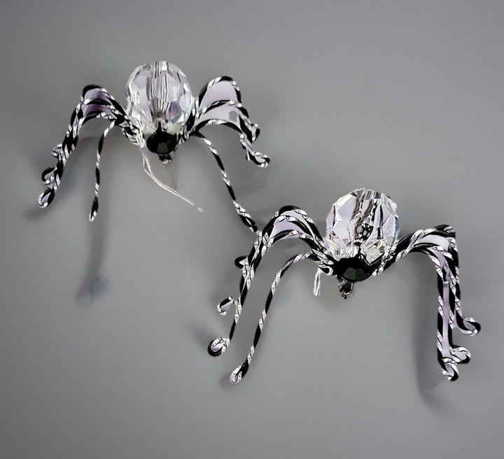 Mackenzie Childs Set Of 2 Crystal Beaded Spider Clip- New- 3” Wide And 2” Long