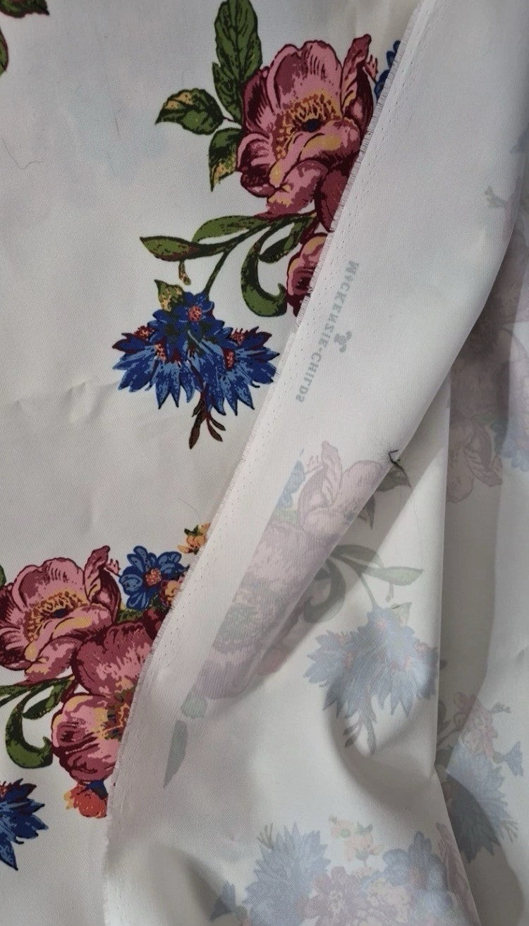 MacKenzie Childs- Fabric By The 1/2 Yard New - White Flower Market Outdoor