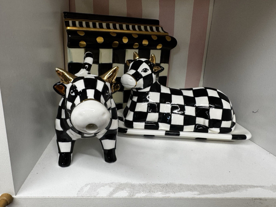 MacKenzie Childs Cow Creamery Creamer Courtly Check Retired NIB