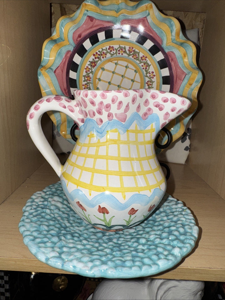 Mackenzie Childs Taylor Kings Ferry 2024 Ceramic 4” Tall Creamer Bright Colors