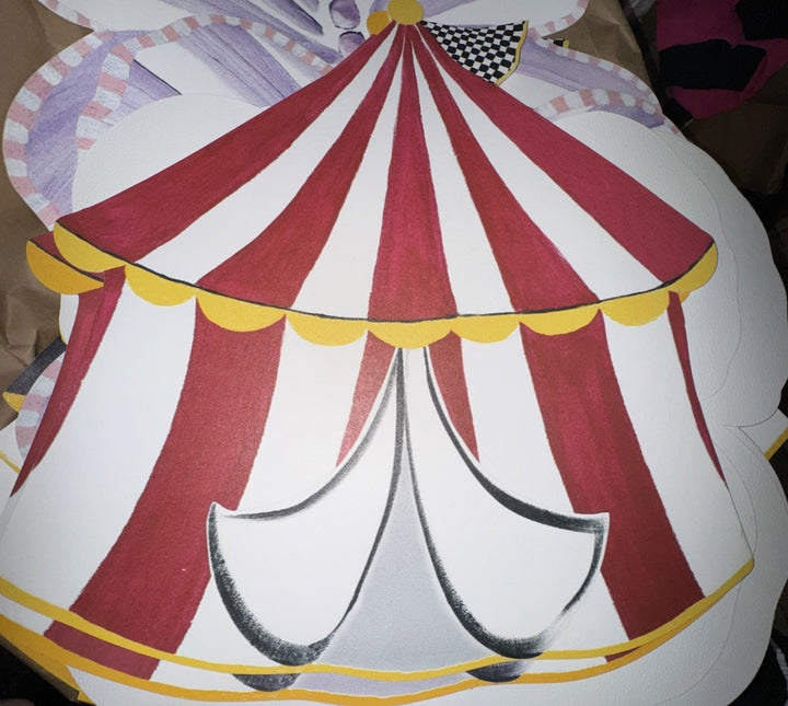 Mackenzie Childs Red And White Circus Tent Placemat  Check 17”x15" Vinyl Rare(4)