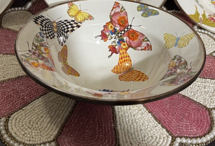 MacKenzie Childs Butterfly Garden Breakfast Bowl, 8” - Retired