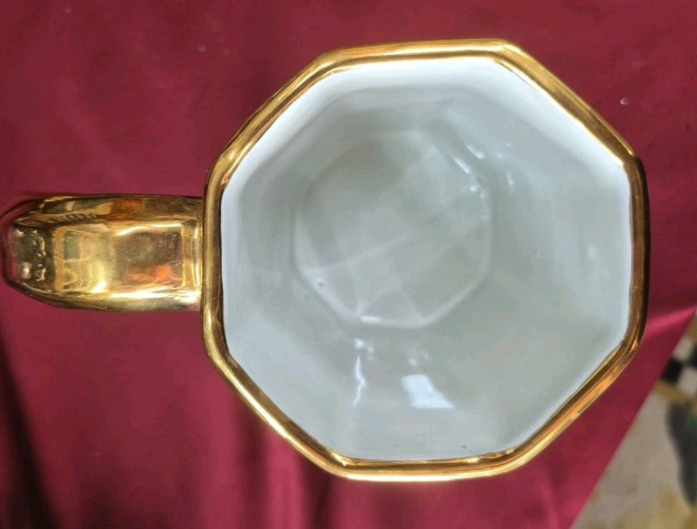 MacKenzie-Childs Cheltenham Ceramic Mug With Courtly Check And Gold Trim