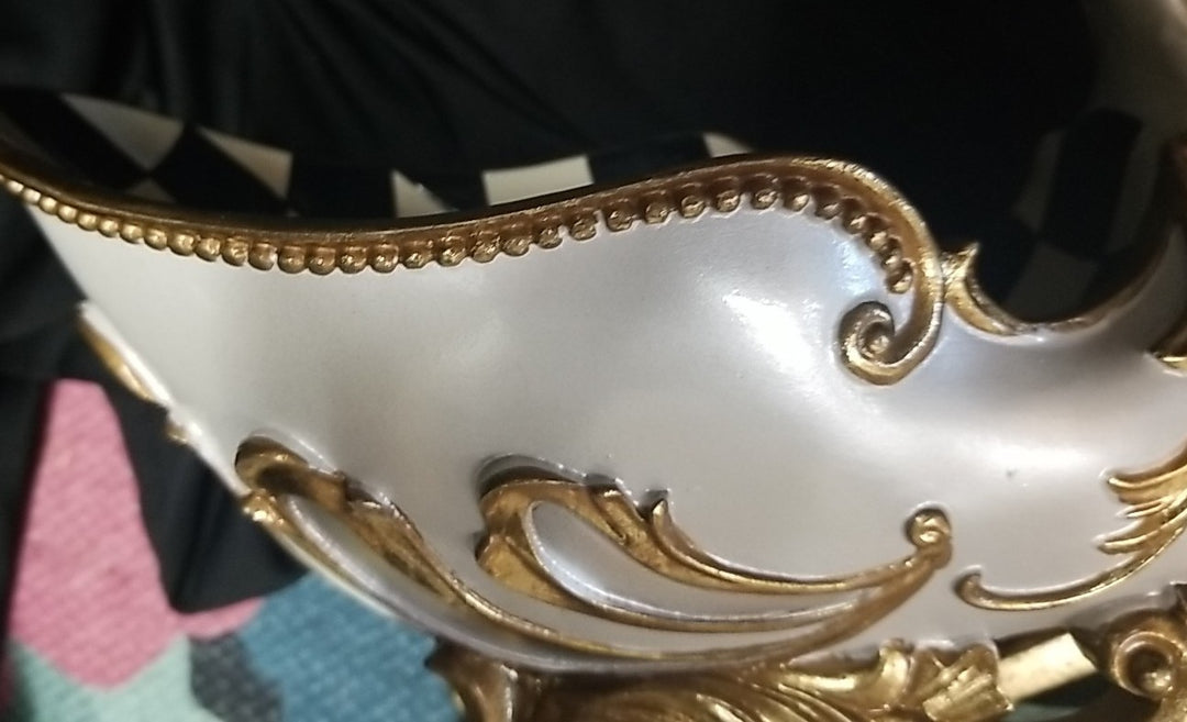 MacKenzie Childs Christmas Glam Up  Sleigh- White And Gold Reindeer