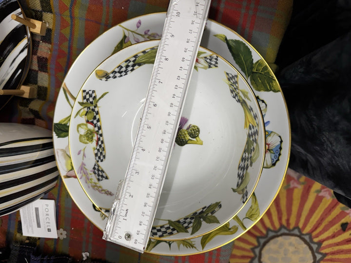 Thistle & Bee by MacKenzie-Childs porcelain Butterfly Serving Bowl 12.75"- New