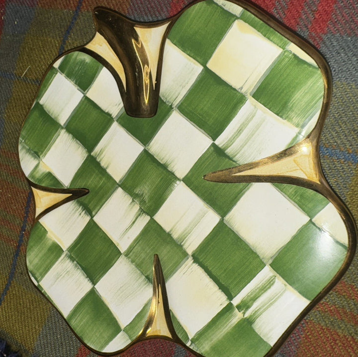 Mackenzie Childs Ceramic Shamrock Plate (Made in Aurora) New 7"
