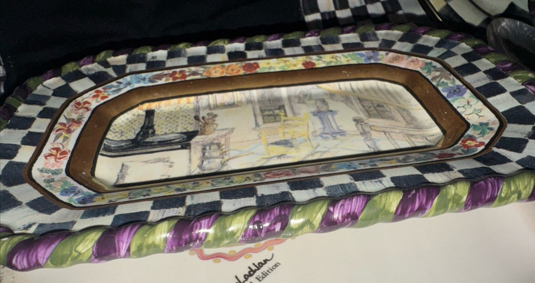 Mackenzie Childs 1991 MacLachlan Bread Plate 8”x5.5” ”Second Edition- UEC