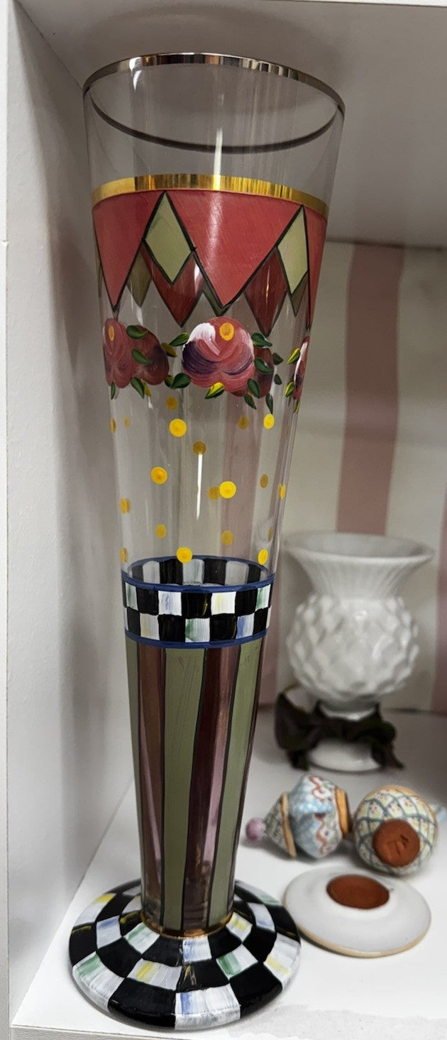 Mackenzie Childs  Speakeasy Pilsner Glass RETIRED Excellent 11” Tall